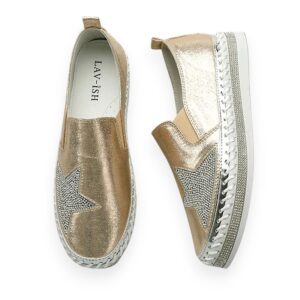 Sneakers With Bling Star Champagne Gold