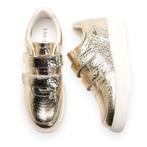 Gold Croc Print PU Velcro Sneakers