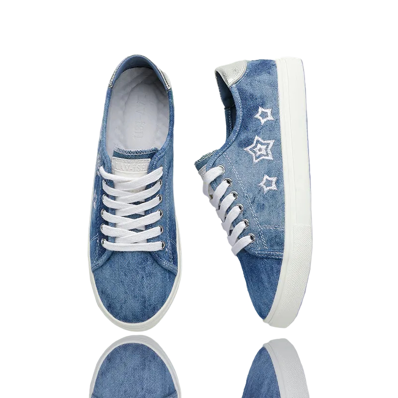 Casual Embroidered Sneakers Denim