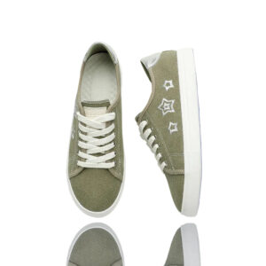 Casual Embroidered Sneakers Khaki