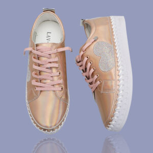 Pearl Pink Embellished Heart Sneakers