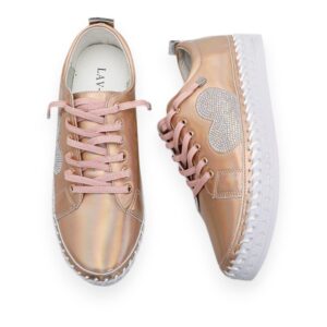 Pearl Pink Embellished Heart Sneakers