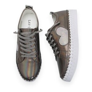Pewter Embellished Heart Sneakers