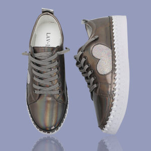 Pewter Embellished Heart Sneakers
