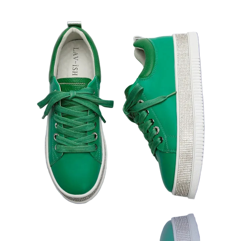 Lux Green Diamonte Sole Sneakers