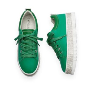 Lux Green Diamonte Sole Sneakers