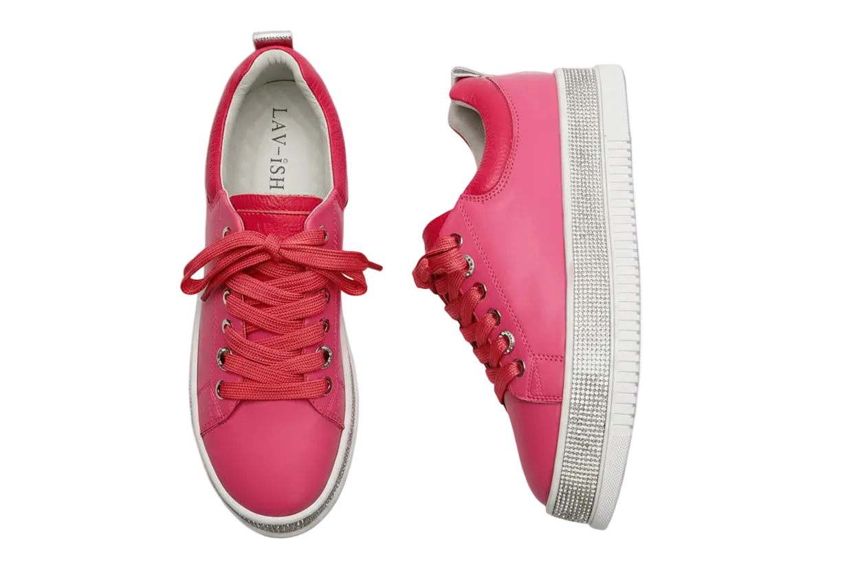 Lux Hot Pink Diamonte Sole Sneakers