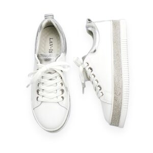 Lux White Diamonte Sole Sneakers