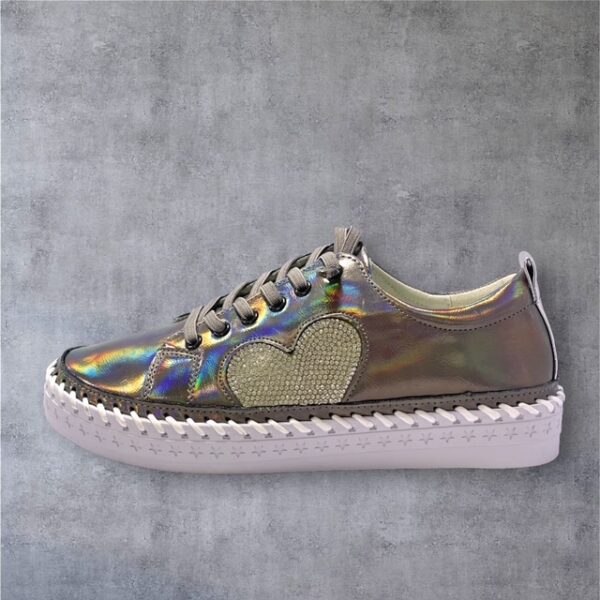 Pewter Embellished Heart Sneakers