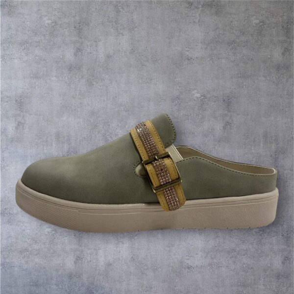 Sage Bling Cross Strap Comfort Mules