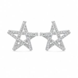 Star of Diamante Studs in Silv