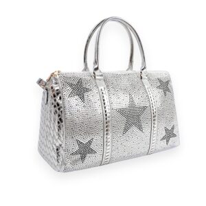 Silver/Grey Woven Carry On Luggage