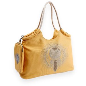 Yellow Canvas Tote with Mini Pouch