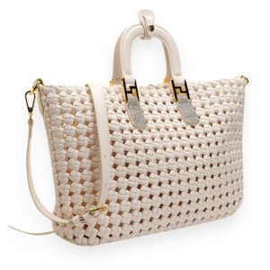 White Woven Bag in Bag