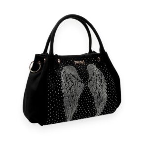 Black Angel Wings Diamante Tote Bag