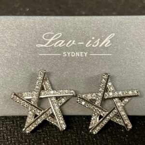Silver Diamante Star Earrings