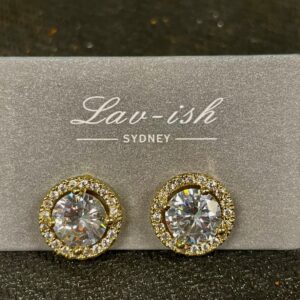 Zirconia 12mm Studs in Gold