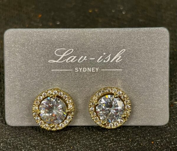 Zirconia 12mm Gold Studs