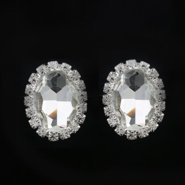Silver Crystal Oval Earrings