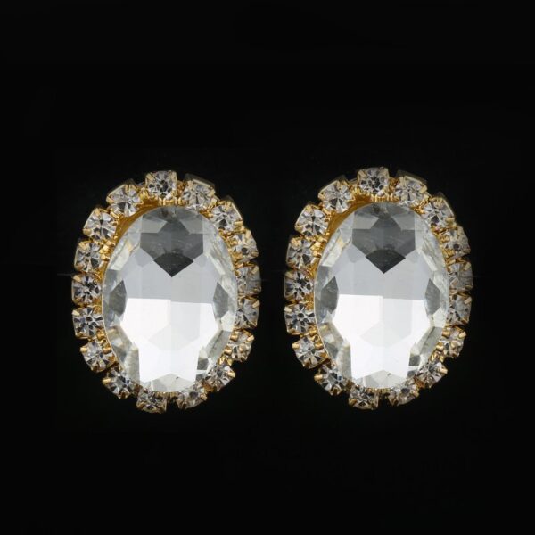 Gold Crystal Oval Earrings