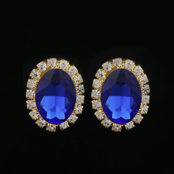 Royal Blue Crystal Oval Earrings