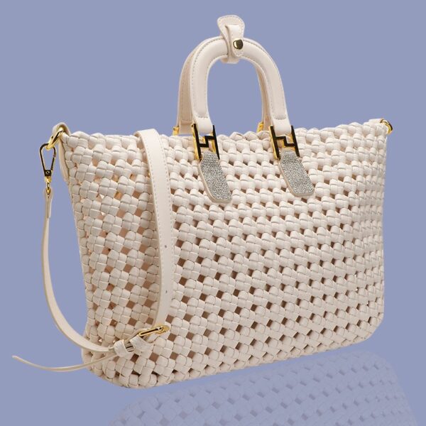 White Woven Bag in Bag