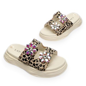 Kids Leopard Sandals with Daisy