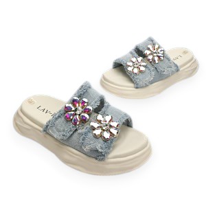 Kids Denim Sandals with Daisy