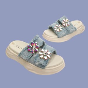 Kids Denim Sandals with Daisy