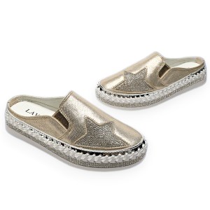 Kids Gold Star Satin Slides