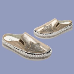 Kids Gold Star Satin Slides