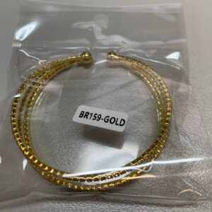 Gold Spring Bangle Bracelet with Clear Crystal