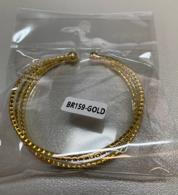 Gold Spring Bangle Bracelet with Clear Crystal