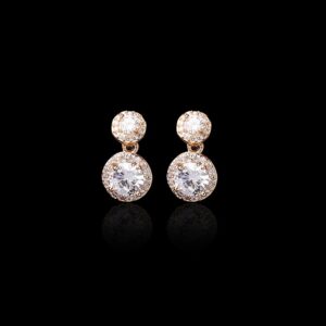 Rose Gold Czech Crystal Stud Drop Earrings