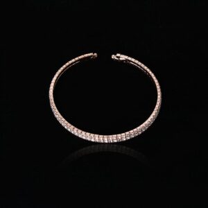 Rose Gold Two Rows Soft Diamante Bangle