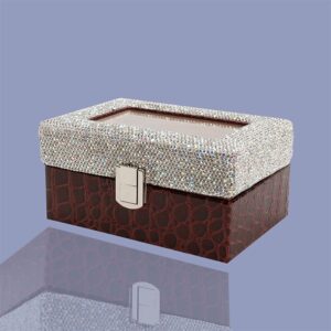 Wine/Clear PU Leather Jewellery Box