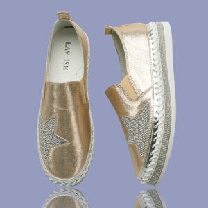 Sneakers With Bling Star Champagne Gold