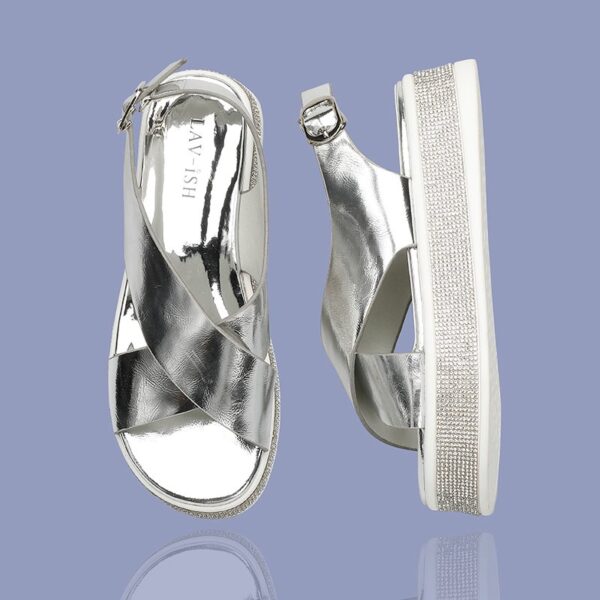 Criss-cross Silver Sandals