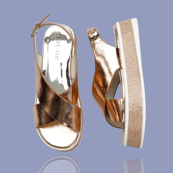 Criss-cross Gold Sandals