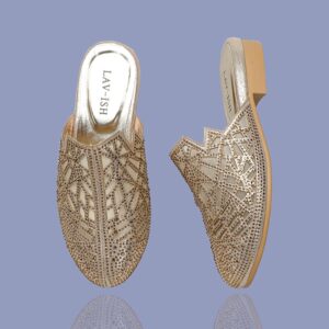 Gold Lasercut Rhinestone Sandals