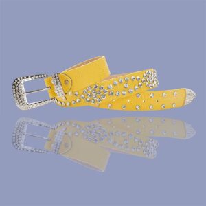 Yellow Crystal PU Leather Belt