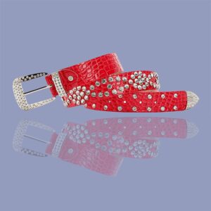 Fuchsia Crystal PU Leather Belt