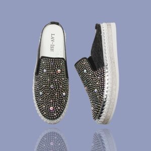Slides Sparkle Black Denim