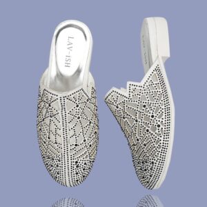 White Lasercut Rhinestone Sandals