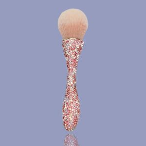 Short Crystal Makeup Brush in Pink with AB Stone