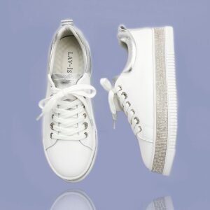 Lux White Diamonte Sole Sneakers
