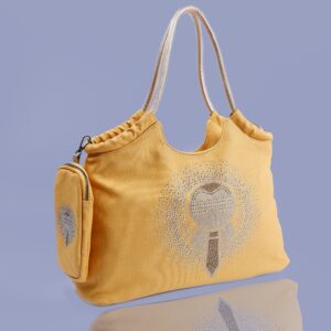 Yellow Canvas Tote with Mini Pouch