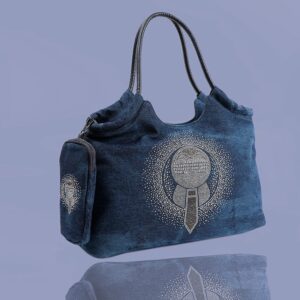 Denim Canvas Tote with Mini Pouch