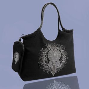 Black Canvas Tote with Mini Pouch