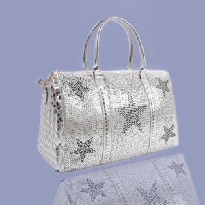 Silver/Grey Woven Carry On Luggage